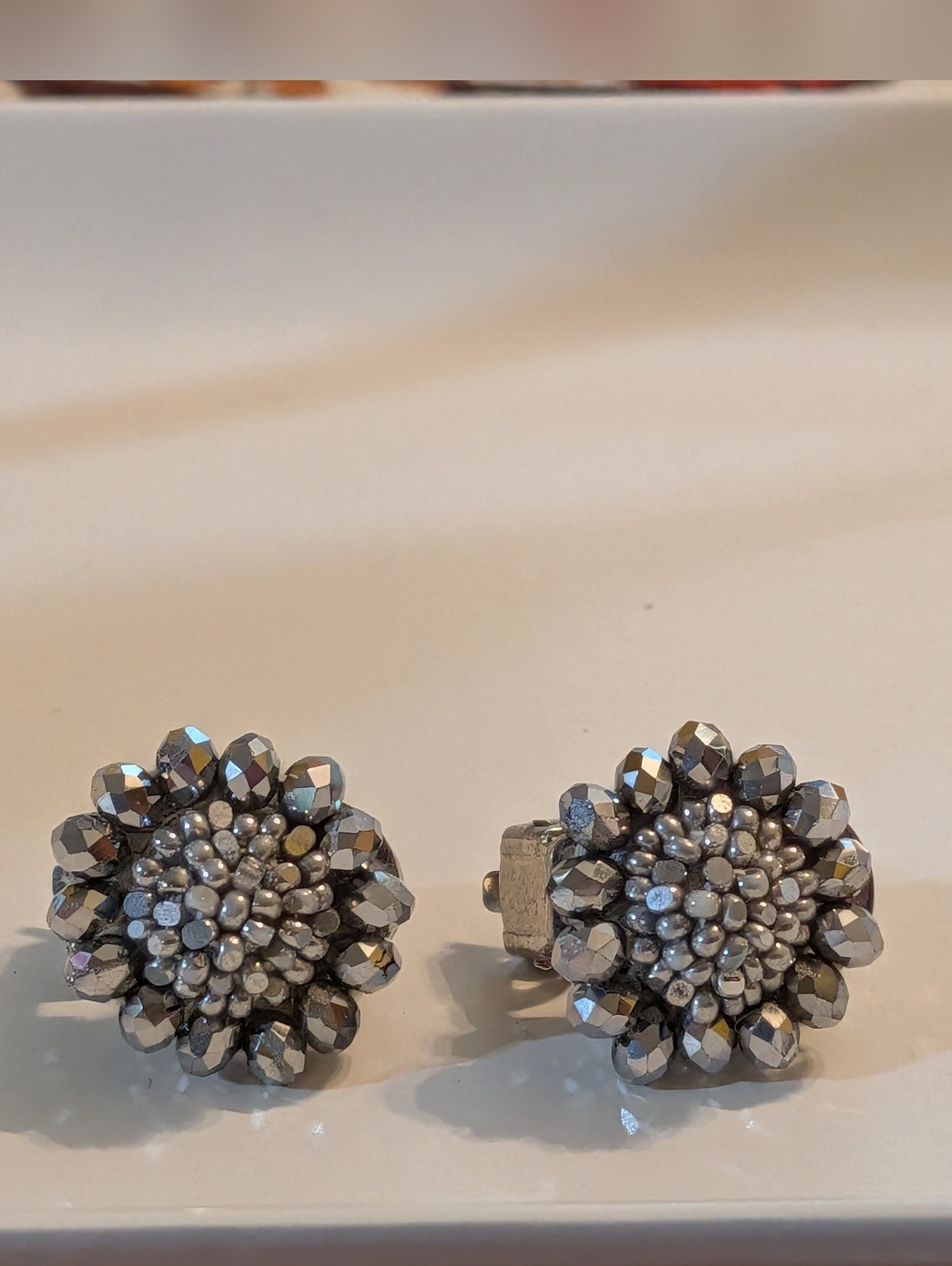 Sachin + Babi Silver-Tone Faceted Flower Clip-On Earrings